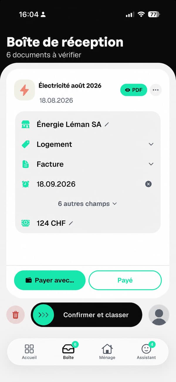 Aperçu du classement des documents dans Floxy