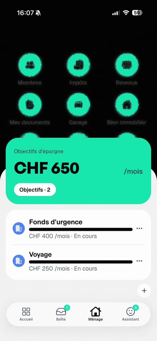 Aperçu du budget dans Floxy